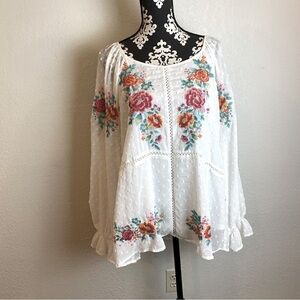 Savanna Jane Floral Embroidered Swiss Dot Top